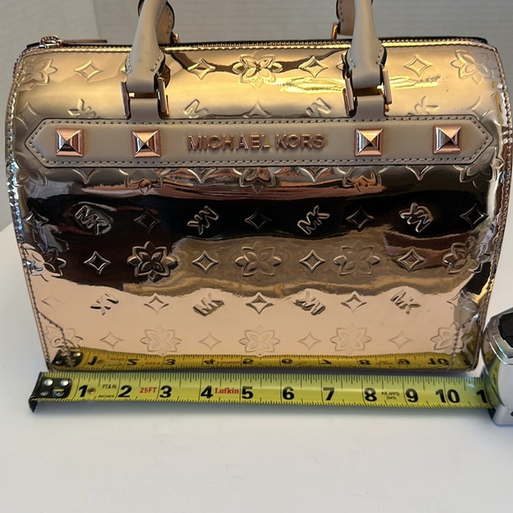 Michael Kors Kara metallic rose gold satchel. comes with card case. NWOT - Picture 8 of 11